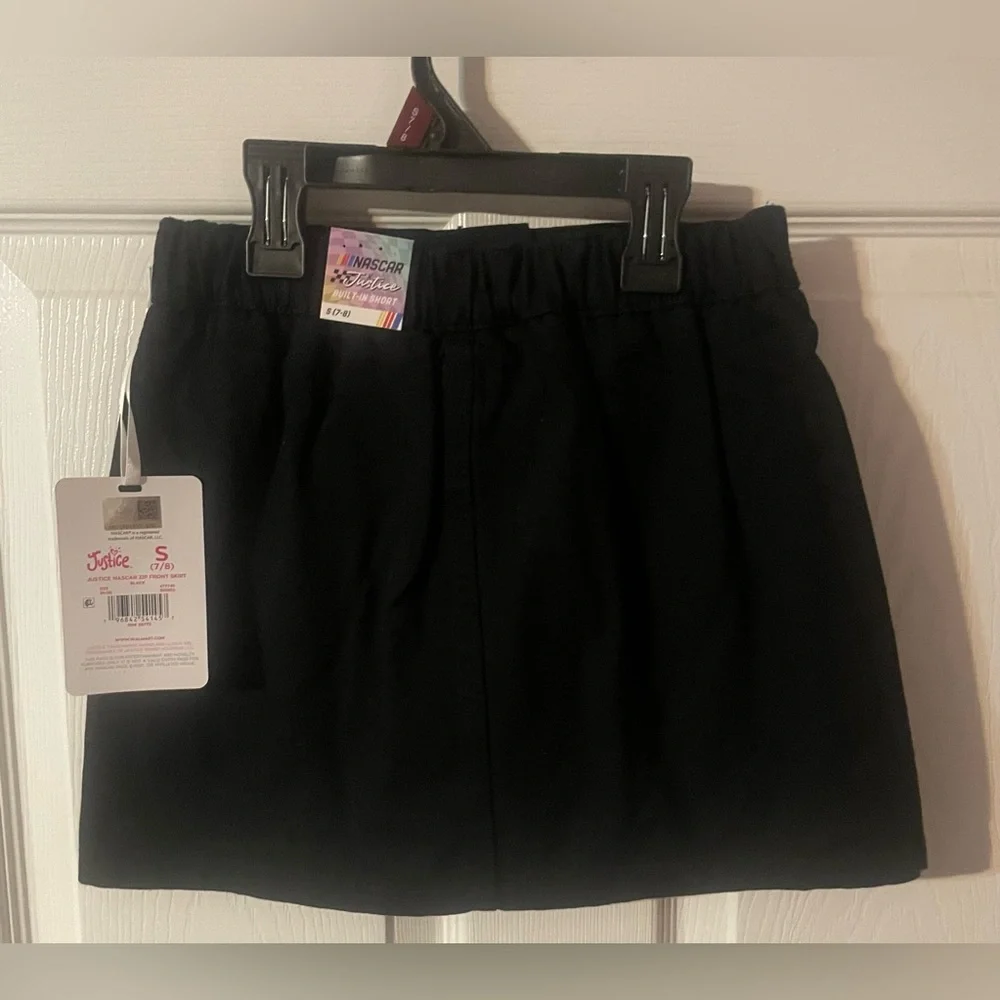 NWT Justice x‎ NASCAR Zip Front Skort Girls Size S (7/8) Black Blue